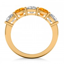 Cushion Diamond & Citrine Five Stone Ring 14k Yellow Gold (2.70ct)