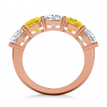 Cushion Diamond & Yellow Sapphire Five Stone Ring 14k Rose Gold (5.20ct)
