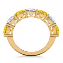 Cushion Diamond & Yellow Sapphire Seven Stone Ring 14k Yellow Gold (5.85ct)