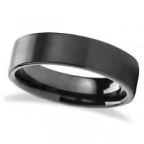 Brushed Finish Flat Carbide Black Tungsten Wedding Band (6mm)