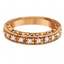 Designer Infinity Carved Diamond Ring w/ Scrollwork 14K Rose Gold (0.21ct)