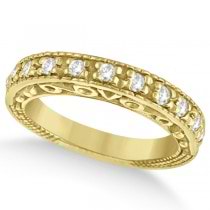 Designer Infinity Carved Diamond Ring w/ Scrollwork in 14K Y. Gold (0.21ct)