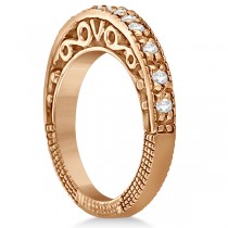 Designer Infinity Carved Diamond Ring w/ Scrollwork 18K Rose Gold (0.21ct)