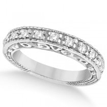 Designer Infinity Carved Diamond Ring w/ Scrollwork in 18K W. Gold (0.21ct)