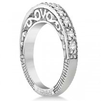 Designer Infinity Carved Diamond Ring w/ Scrollwork in Palladium  (0.21ct)