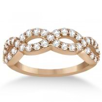 Pave Set Twisted Infinity Diamond Ring Band 14k Rose Gold (0.75ct)