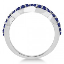 Pave Set Twisted Infinity Blue Sapphire Ring 14k White Gold (1.11ct)