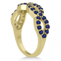 Pave Set Twisted Infinity Blue Sapphire Ring 14k Yellow Gold (1.11ct)