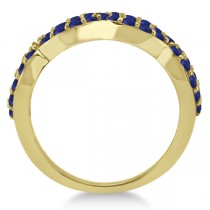 Pave Set Twisted Infinity Blue Sapphire Ring 14k Yellow Gold (1.11ct)