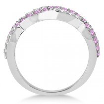 Pink Sapphire Twisted Infinity Diamond Ring in 14k White Gold (1.09ct)