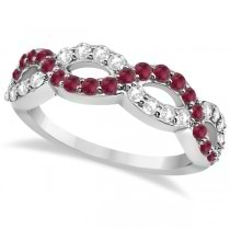 Ruby Twisted Infinity Diamond Ring in 14k White Gold (1.09ct)