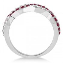 Ruby Twisted Infinity Diamond Ring in 14k White Gold (1.09ct)
