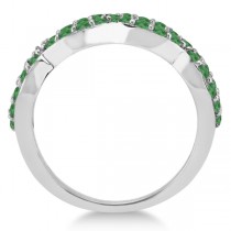 Pave Set Twisted Infinity Emerald Ring Band 14k White Gold (0.93ct)