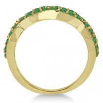 Pave Set Twisted Infinity Emerald Ring Band 14k Yellow Gold (0.93ct)
