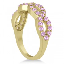 Pave Set Twisted Infinity Pink Sapphire Ring 14k Yellow Gold (1.11ct)