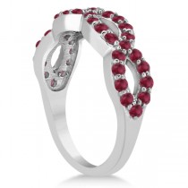 Pave Set Twisted Infinity Ruby Ring Band 14k White Gold (1.11ct)