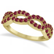Pave Set Twisted Infinity Ruby Ring Band 14k Yellow Gold (1.11ct)