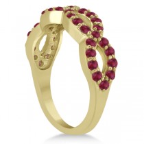 Pave Set Twisted Infinity Ruby Ring Band 14k Yellow Gold (1.11ct)