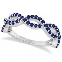Infinity Semi-Eternity Blue Sapphire Ring 14k White Gold (1.40ct)