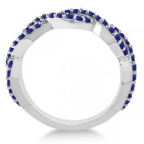 Infinity Semi-Eternity Blue Sapphire Ring 14k White Gold (1.40ct)