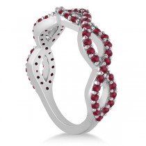 Twisted Infinity Semi-Eternity Ruby Band 14k White Gold (1.40ct)
