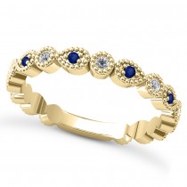 Alternating Diamond & Blue Sapphire Wedding Band 14k Yellow Gold (0.21ct)