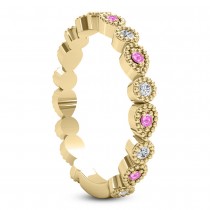 Alternating Diamond & Pink Sapphire Wedding Band 18k Yellow Gold (0.21ct)