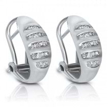 Ladies Baguette Diamond Earrings/Huggies in 14k White Gold (0.38ct.)