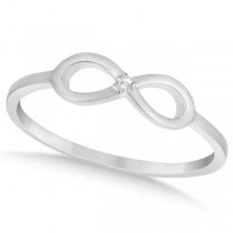Ladies Twisted Infinity Ring with Diamond Accent 14K White Gold 0.01ct
