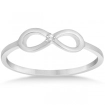 Ladies Twisted Infinity Ring with Diamond Accent 14K White Gold 0.01ct
