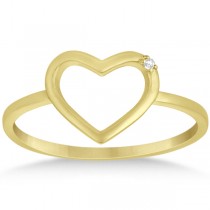 Open Heart Diamond Accented Ring in 14K Yellow Gold for Women