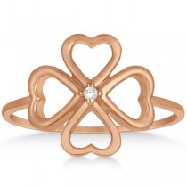 Ladies Four Leaf Clover Fashion Ring with Diamond 14k Rose Gold .01ct