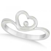 Open Heart Ring with Diamond Accent for Women in 14K White Gold 0.01ct