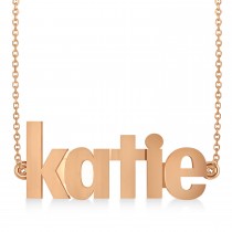 Personalized Block Font Name Pendant Necklace 14k Rose Gold