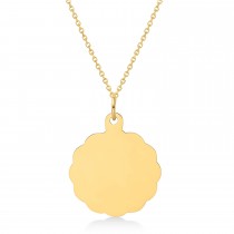 BaseBall Disc Charm Men's Pendant Necklace 14K Yellow Gold