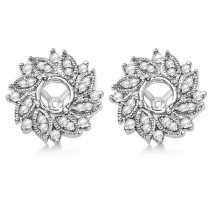 Diamond Accented Flower Earring Jackets in 14k White Gold (0.59ct)