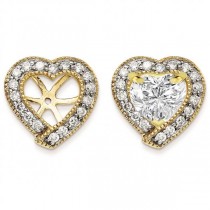 Diamond Accented Heart Earring Jackets in 14k Yellow Gold (0.33ct)