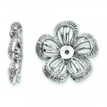 Diamond Accented Flower Earring Jackets 14k White Gold (0.03ct)