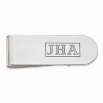 Recessed Letters Monogram Initial Money Clip in 14k White Gold
