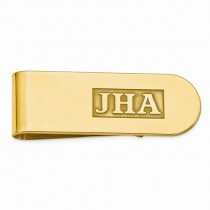 Raised Letters Monogram Initial Money Clip Gold over Sterling Silver