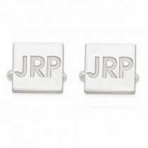 Recessed Letters Monogram Initial Cufflinks in Sterling Silver