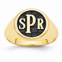 Monogram Initial Signet Fashion Ring Yellow Gold over Sterling Silver