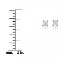 Invisible Set Princess Cut Diamond Studs in 14k White Gold (0.25ct)