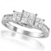 Diamond Accented Princess Cut Invisible Set Engagement Ring (1.00ct)
