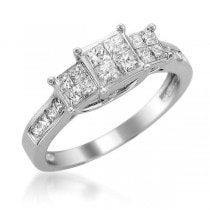 Diamond Accented Princess Cut Invisible Set Engagement Ring (1.00ct)
