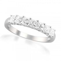 Diamond Accented Princess Cut Wedding Band in 14k White Gold (1.00ct)