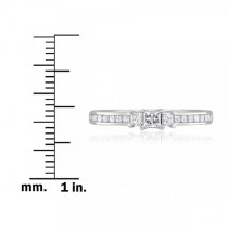 Diamond Princess Cut 3 Stone Promise Ring 14k White Gold (0.50ct)