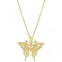 Butterfly Shaped Pendant Necklace 14K Yellow Gold