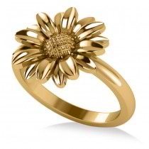 Multilayered Daisy Flower Fashion Ring 14k Yellow Gold