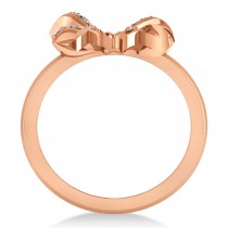 Diamond Ribbon Bow Ring/Wedding Band 14k Rose Gold (0.23ct)